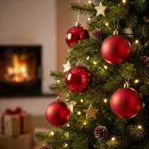 Product Christmas tree balls plastic red 8cm 6 pcs