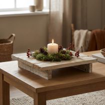 Product Wooden Tray Wood Decoration Vintage Brown White 24x24cm