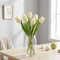 Product Decorative Tulips Artificial Flowers White Cream 20cm 6 pcs