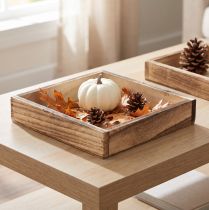 Product Wooden tray, rustic design, perfect for home or office decoration, 15cm, 4 pieces