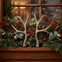 Product Artificial decorative antlers, rustic Christmas ornaments, 29cm, 2 pieces