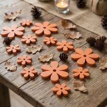 Product Scatter decoration wooden flowers blossoms orange summer Ø2–6cm 20 pcs