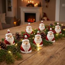 Product Ceramic Santa Claus figure, red and white, 6.4 cm – Festive Christmas decoration – 6 pieces