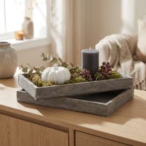 Product Rectangular wooden tray, ideal for decorating balconies and living spaces, 30cm, 4 pieces