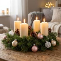 Product Mini Christmas balls cream, pink, white real glass Ø3cm 9pcs