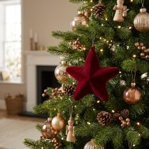 Product Star flocked dark red 10cm