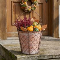 Product Ceramic flower pot basket handle metal brown Ø18cm