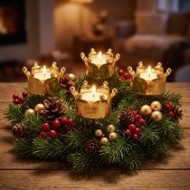 Product Tea light holder crown gold Ø4.8cm 4pcs