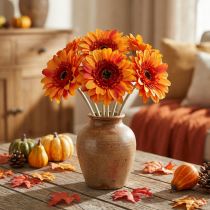 Product Artificial gerbera flower, artificial flower orange Ø11cm 50cm