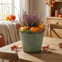 Product Plant pot with autumn decoration, metal decoration, autumn planter green Ø18.5cm H17cm