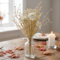 Product Artificial bouquet of asters and baby's breath in beige and white, perfect for wedding decorations and autumn arrangements, 43cm