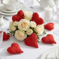 Product Sisal hearts red, decoration for wedding, natural sisal fibers, Valentine's Day H7.5-9cm 16 pcs