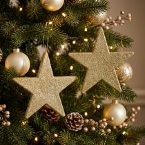 Product Christmas decoration star pendant golden glitter 30cm 2pcs