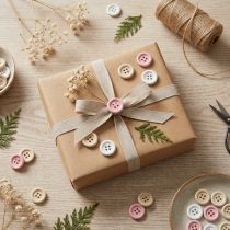 Product Decorative Buttons for Crafting Wood Ø2cm Cream Pink White 210 Pcs
