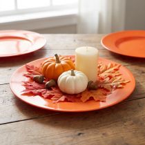 Product Orange plastic plates – 28 cm – Ideal for parties and decoration – 4 pieces