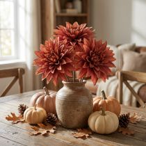 Product Artificial Dahlia Red-Brown Flower Ø15cm L28cm 3 pcs