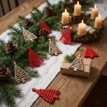 Product Scattered wooden fir tree with star natural red 3x4.5cm 72 pcs