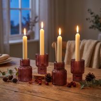 Product Candle holder glass candle holder in Berry H8cm 4 pcs