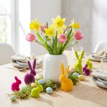 Product Mini Easter Bunnies, Colorful Flocked, Assorted, 6cm High, 12 Pieces