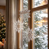 Product Snowflake decoration for hanging winter decoration white 30cm 3 pieces