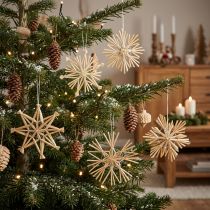 Product Christmas straw stars Christmas tree decorations 8cm 12 pieces
