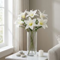 Product Artificial white tiger lily flowers for vases and arrangements, 29cm bunch of 6