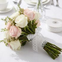 Product Decorative ribbon with lace, cotton, fine border, on a roll, 25mm wide, 10m long