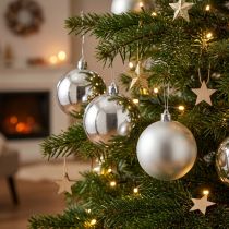 Product Christmas ball silver Ø10cm 4pcs