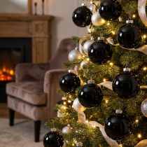 Product Black Christmas balls glass tree balls Ø6cm 24 pcs