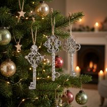 Product Decorative Key for Hanging Antique Silver 10cm 3 Pcs