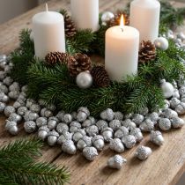 Product Decorative acorns silver, Advent decoration, natural autumn fruits, country house Ø1.5 – 2.5cm L1.5 – 3cm 300g