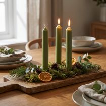 Product Taper candle green dyed wax candles 180mm/Ø21mm 6pcs