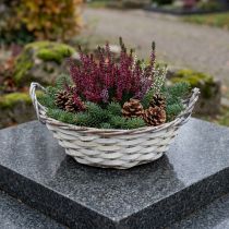 Product Decorative basket, planter, white, round, shabby chic, plant pot, flower basket, Ø29.5cm