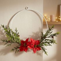 Product Decorative wreath poinsettia and coniferous branches artificially Ø30cm