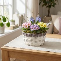 Product Decorative round plant basket Ø20cm White Brown Spring decoration