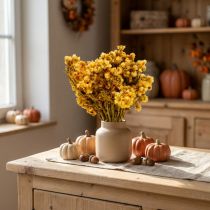 Product Mini straw flower yellow dried flowers bunch dry bouquet H20cm 15g