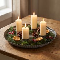 Product Plate with 4 candle holders Ø25cm H3cm Grey