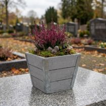 Product Flower box wooden planter shabby chic gray 12.5×14.5×14.5cm