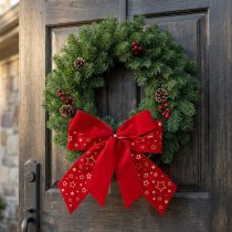 Product Red bow Christmas stars decorative bow outdoor 21cm 2pcs