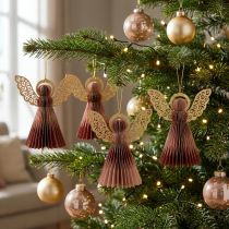 Product Paper angel Christmas angel decoration wine red pink H12cm 4pcs