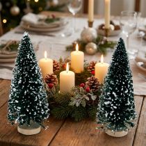 Product Decorative fir tree snowed, Christmas decoration, Advent H13cm Ø5.5cm 2 pcs