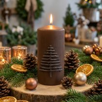Product Christmas candle, dark brown, 150/70mm, Advent decoration, candlelight