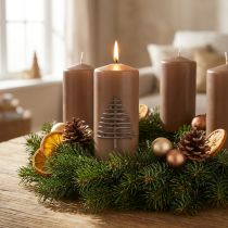Product Christmas candle, brown, Christmas tree, 150x70mm, Advent
