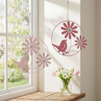 Product Decorative ring metal hanging decoration flowers pink Ø30cm 2pcs