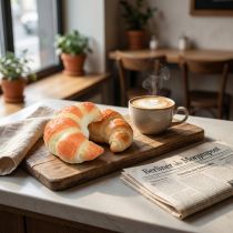 Product Deceptively realistic decorative croissants, artificial baked goods 10cm, food decoration set of 2 for shop windows and showrooms