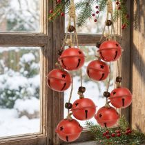 Product Bells Hanging Christmas Bells Red 28cm Set of 2