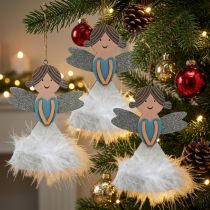 Product Christmas decoration figures Christmas tree decorations wood 14.5x10cm 6pcs