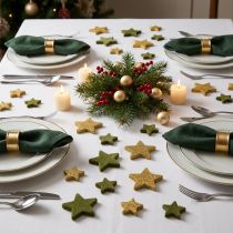 Product Scatter decoration stars green and gold with glitter table decoration Christmas 4/5cm 40 pcs