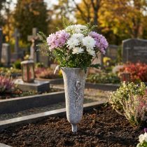 Product Grave vase Grey Vase to stick Calla motif H32.5cm
