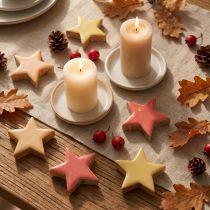 Product Scatter decoration wooden stars stars mango wood apricot yellow 5cm 12 pcs